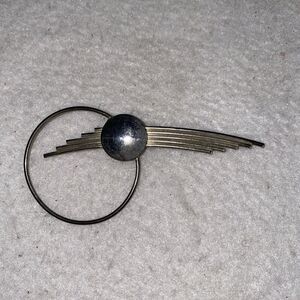 VINTAGE Astro Star Trek Brooch DESIGNER ART DECO GEOMETRIC 70s Silver Retro